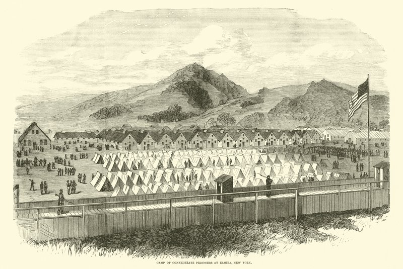 Camp de prisonniers confédérés à Elmira, New York, mai 1865 - American School