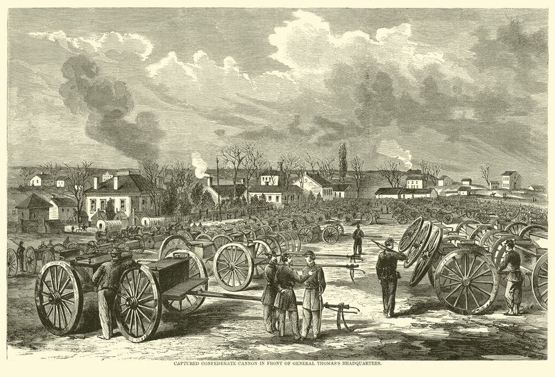 Canon confédéré capturé devant le quartier général du général Thomas, novembre 1863 - American School