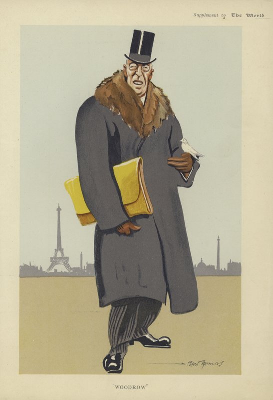 Caricature de Woodrow Wilson (lithographie couleur) - American School