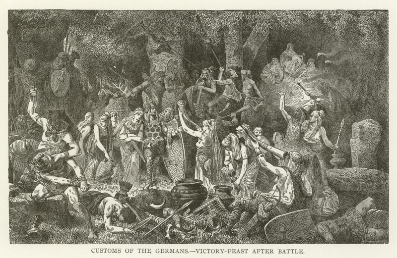 Coutumes des Germains, festin de victoire après la bataille - American School