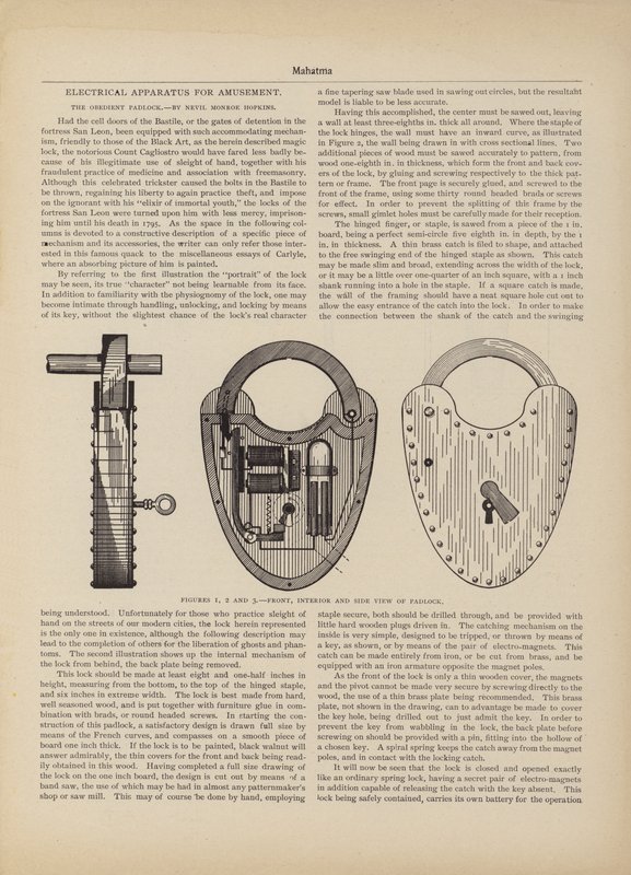 Appareil électrique pour amusement, le cadenas obéissant - American School