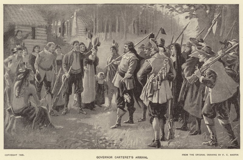 Arrivée du gouverneur Carteret (litho) - American School