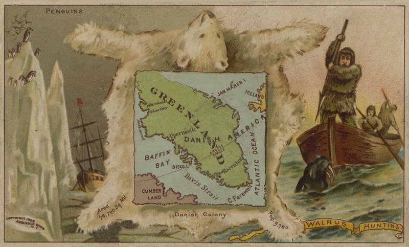 Groenland, manchots, chasse aux ours polaires et aux morses (chromolitho) - American School