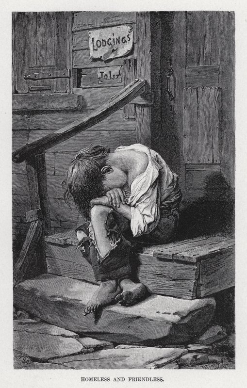 Sans abri et sans amis (lithographie) - American School