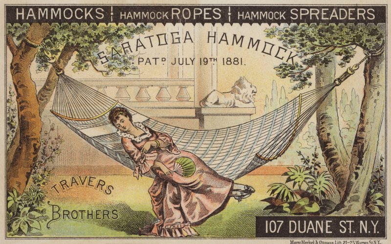 Dame se relaxant sur un hamac de Saratoga - American School