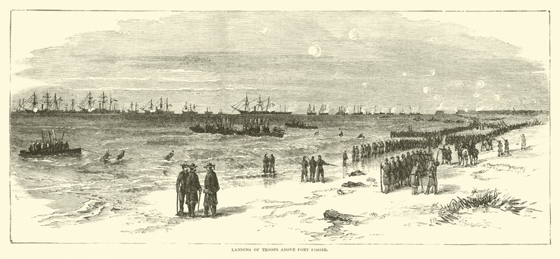 Débarquement des troupes au-dessus de Fort Fisher, janvier 1865 - American School