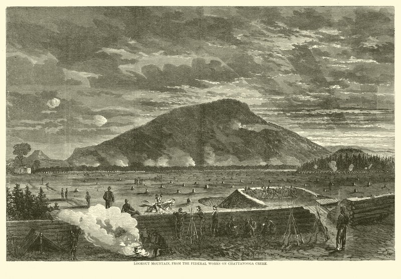 Lookout Mountain, depuis les ouvrages fédéraux sur Chattanooga Creek, novembre 1863 - American School