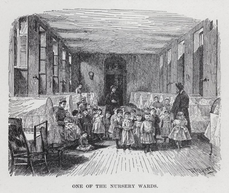 Une des salles de la crèche (lithographie) - American School
