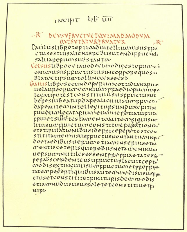 Page des Pandectes de Justinien - American School