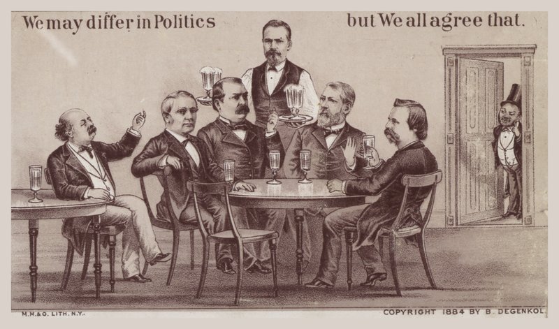 Politiciens profitant de boissons autour de la table - American School