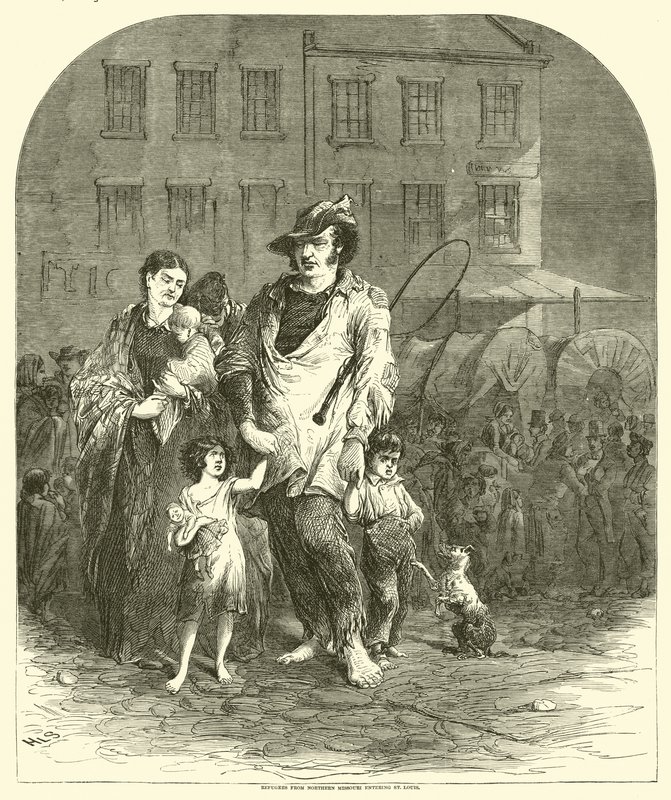 Réfugiés du nord du Missouri entrant à St Louis, septembre 1864 - American School