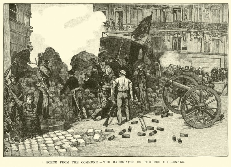 Scène de la Commune, les barricades de la rue de Rennes - American School