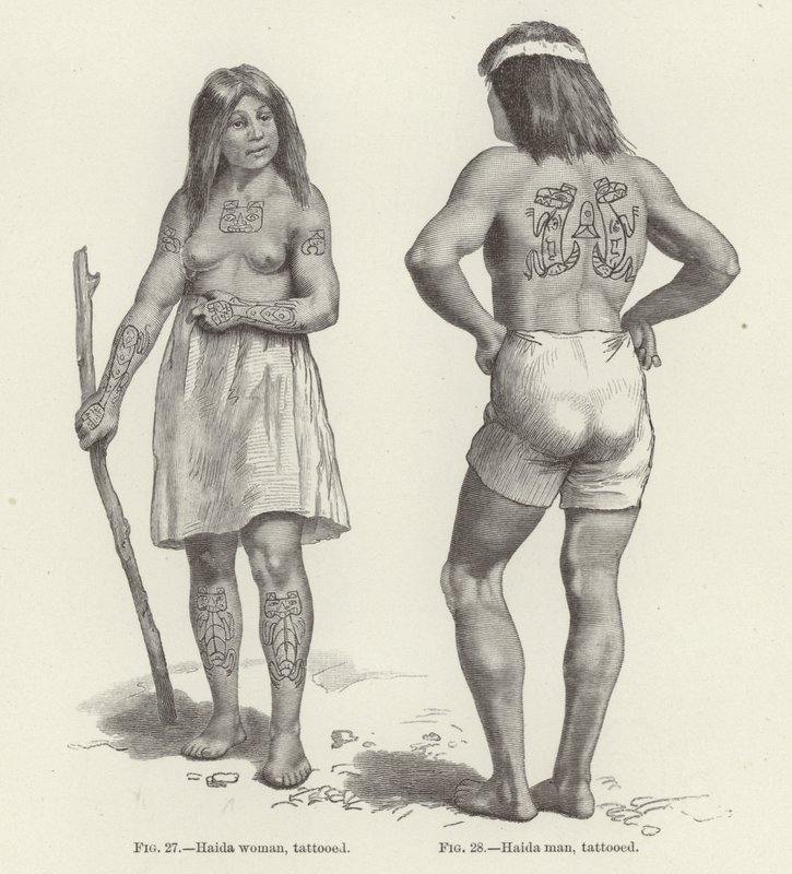 Femme et homme Haida tatoués - American School