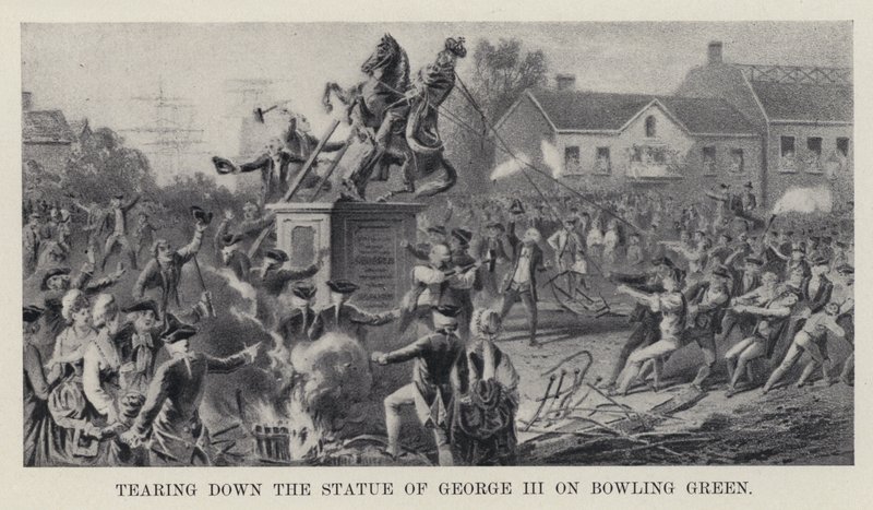 Démolition de la statue de George III à Bowling Green - American School