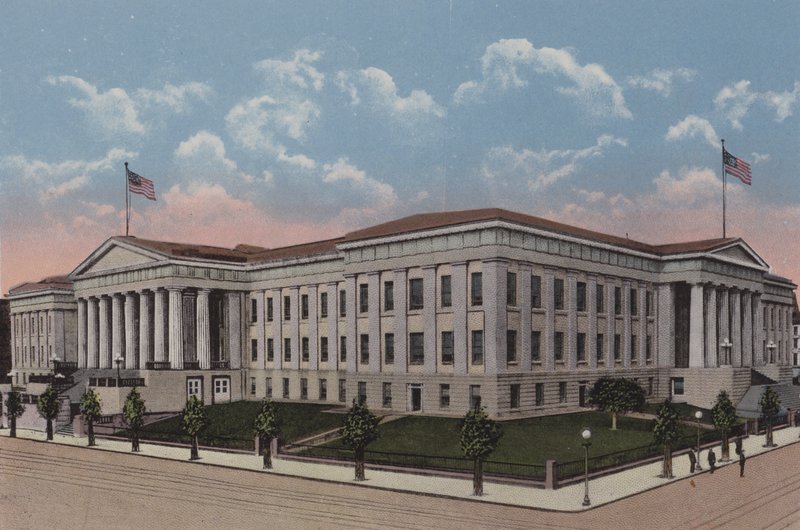 Office des brevets, Washington DC (lithographie couleur) - American School