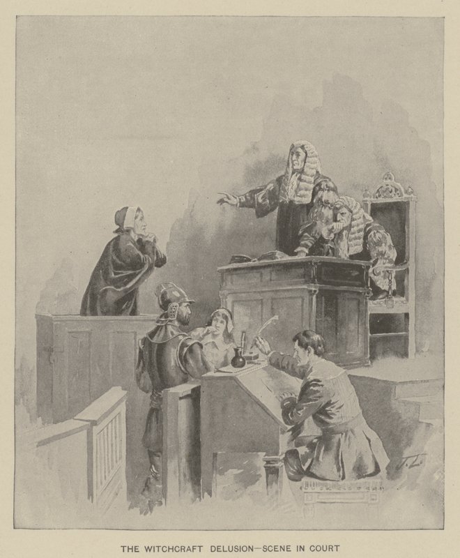 Le délire de sorcellerie - scène au tribunal (litho) - American School
