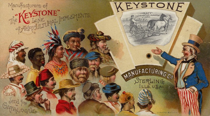 Oncle Sam faisant la publicité des outils agricoles - American School
