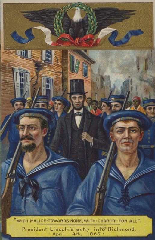 Avec malveillance envers personne; avec charité pour tous. Entrée du président Lincoln à Richmond, le 4 avril 1865 - American School
