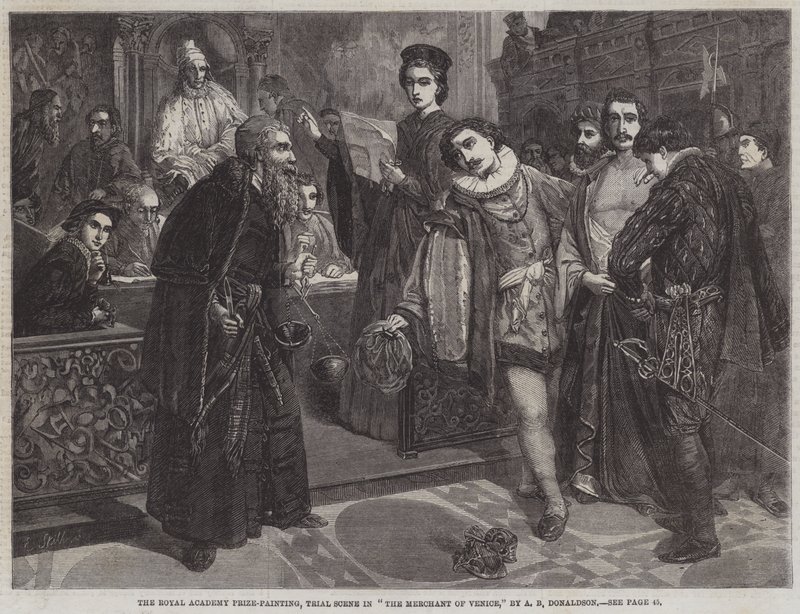 Scène de procès dans Le Marchand de Venise - Andrew Brown Donaldson