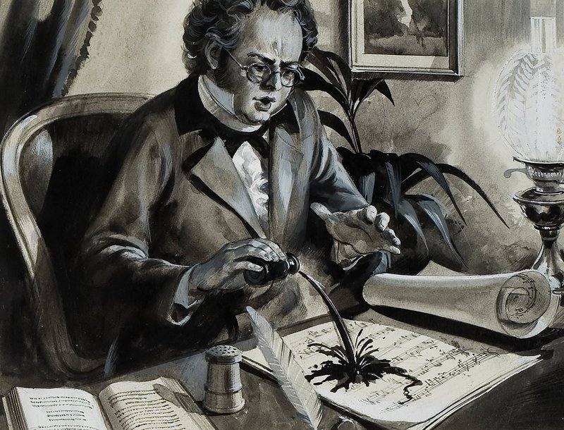 Portrait de Franz Schubert (gouache sur papier) - Andrew Howat