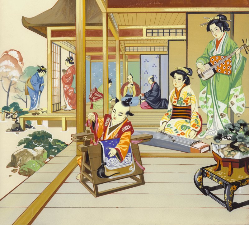 Maison japonaise du 18e siècle (gouache sur papier) - Angus McBride
