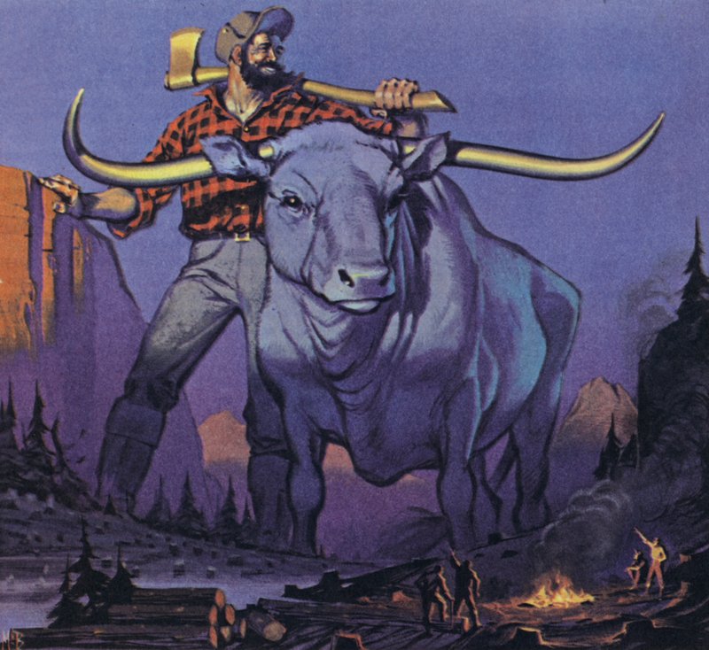 Paul Bunyan et Babe (lithographie couleur) - Angus McBride