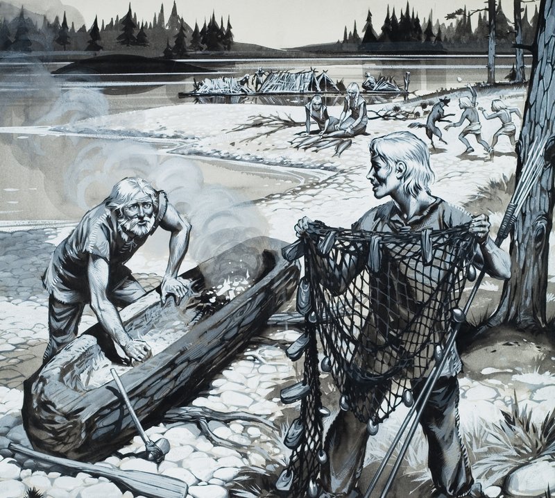 Les peuples des forêts de Scandinavie (gouache sur papier) - Angus McBride