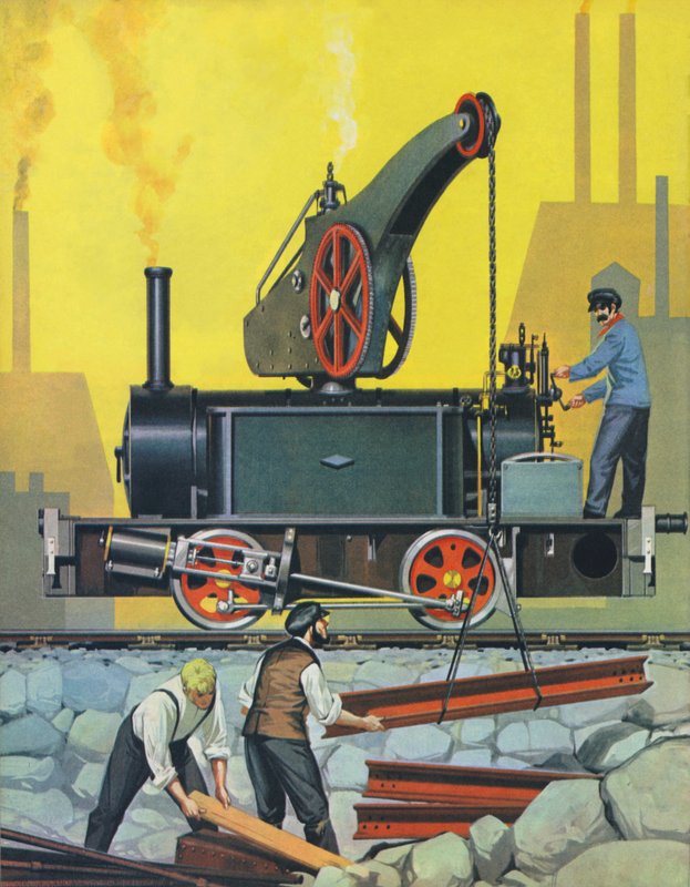 Le moteur de la grue, construit à Glasgow en 1868, et l