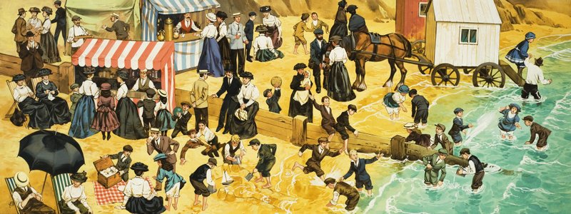 Scène de plage victorienne ou édouardienne - Angus McBride