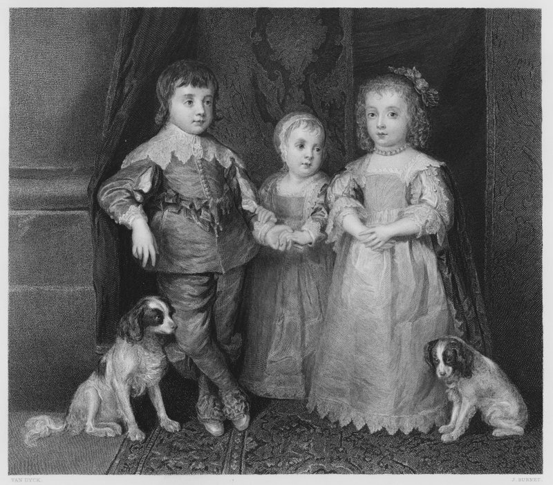 Les trois enfants de Charles Ier (gravure) - Anthony van (after) Dyck