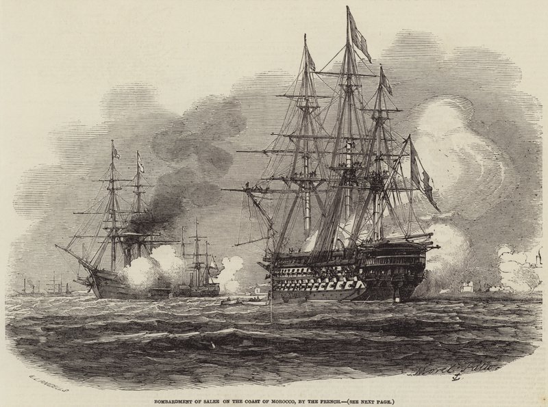 Bombardement de Salé sur la côte du Maroc, par les Français - Antoine Leon Morel Fatio