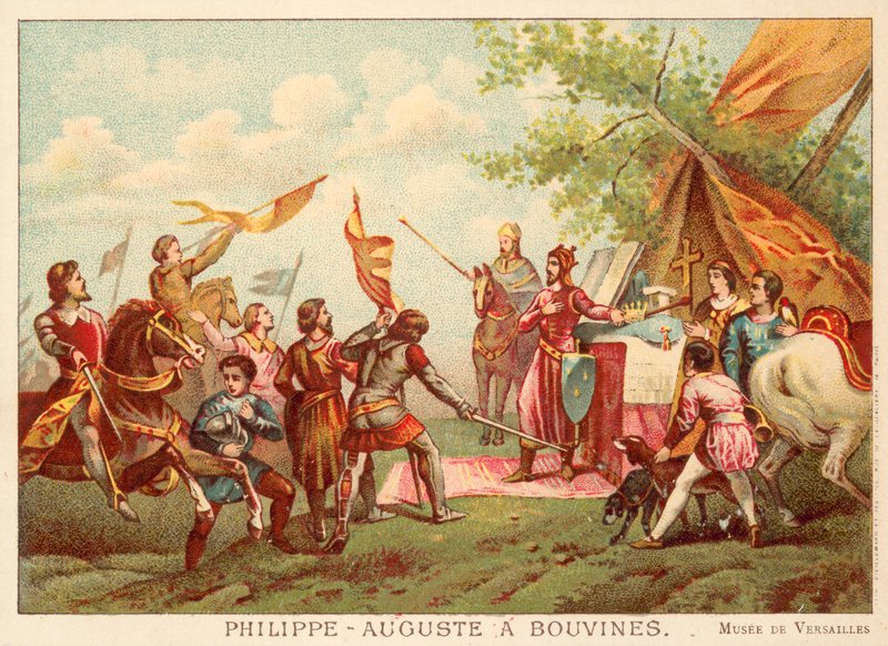 Philippe Auguste de France à Bouvines, 1214 (chromolithographie) - Antoine Charles Horace Vernet
