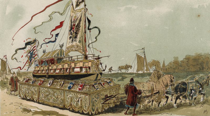 Barge sur le canal de Bruges-Gand, Pays-Bas espagnols, XVIe siècle - Armand Jean Heins