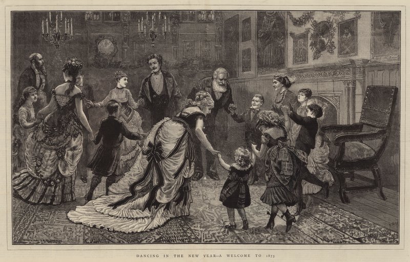 Danser dans la nouvelle année, un accueil à 1873 - Arthur Boyd Houghton