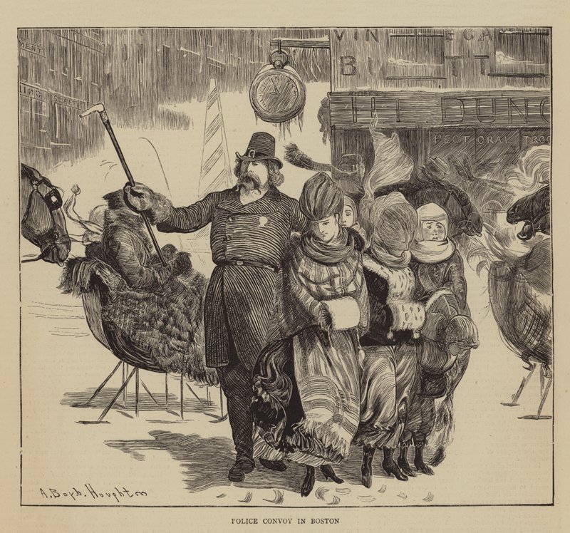 Amérique graphique, les Shakers, convoi de police à Boston - Arthur Boyd Houghton