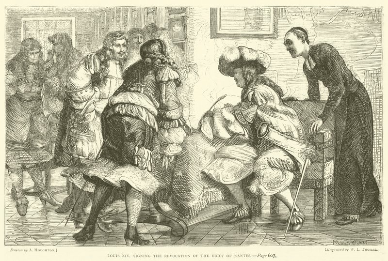 Louis XIV signant la révocation de l