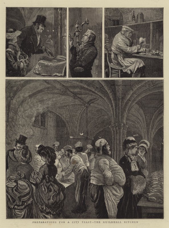 Préparations pour un festin de la ville, la cuisine du Guildhall - Arthur Boyd Houghton