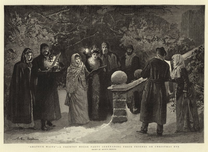 Amateurs en attente, une fête de maison de campagne sérénadant leurs amis la veille de Noël - Arthur Hopkins