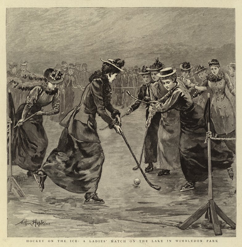 Hockey sur glace, un match de dames sur le lac de Wimbledon Park - Arthur Hopkins