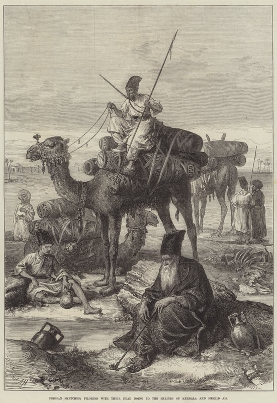 Croquis Persans, Pèlerins avec leurs Morts allant aux Sanctuaires de Kerbala et Meshid Ali - Arthur Hopkins