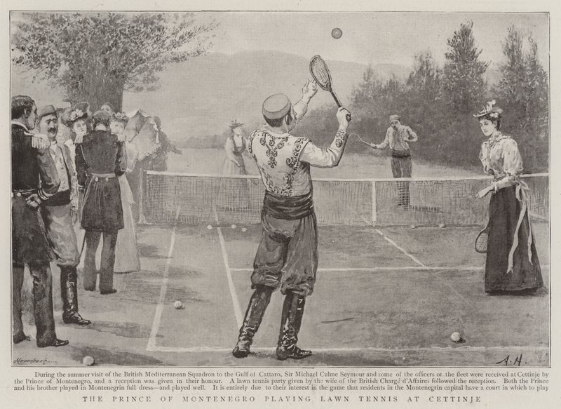 Le Prince du Monténégro jouant au tennis sur gazon à Cettinje - Arthur Hopkins