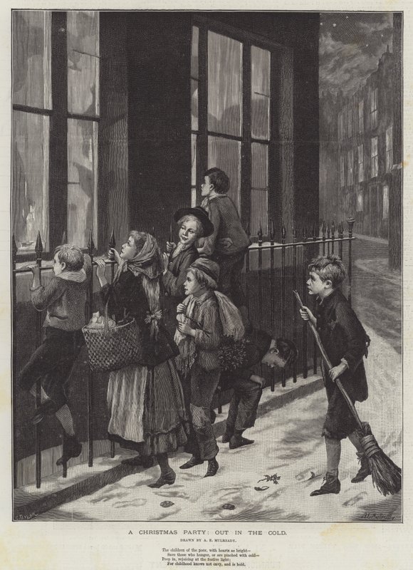 Une fête de Noël, dehors dans le froid - Augustus Edward Mulready