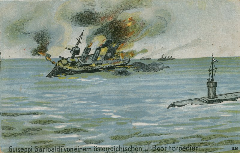 Naufrage du croiseur italien Giuseppe Garibaldi par le sous-marin autrichien U-4, Première Guerre mondiale, 18 juillet 1915 - Austrian School