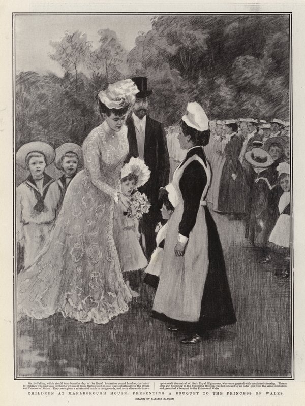Enfants à Marlborough House, présentant un bouquet à la princesse de Galles - Balliol (after) Salmon