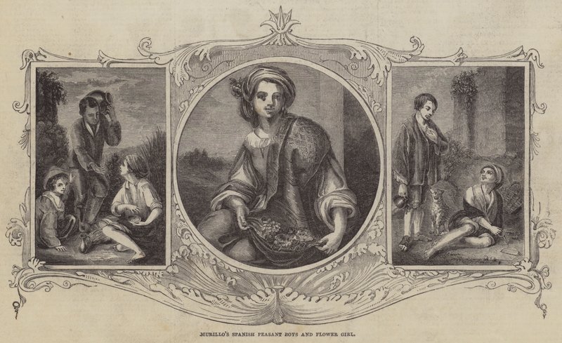 Garçons paysans espagnols et fille aux fleurs de Murillo - Bartolomé Esteban Murillo