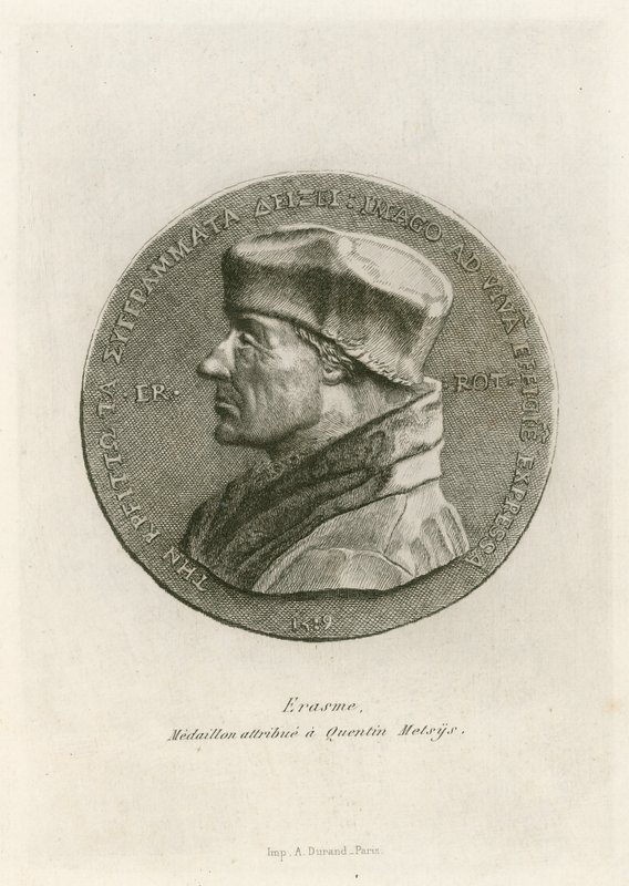 Érasme, médaillon attribué à Quentin Massys - Belgian School