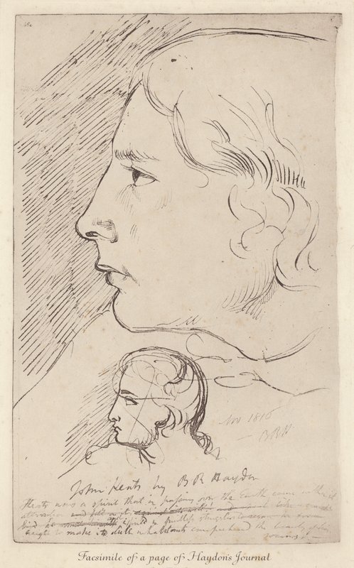 Esquisse du poète anglais John Keats du journal de l