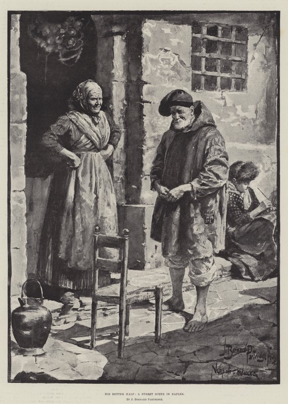 Sa meilleure moitié, une scène de rue à Naples - Bernard Partridge
