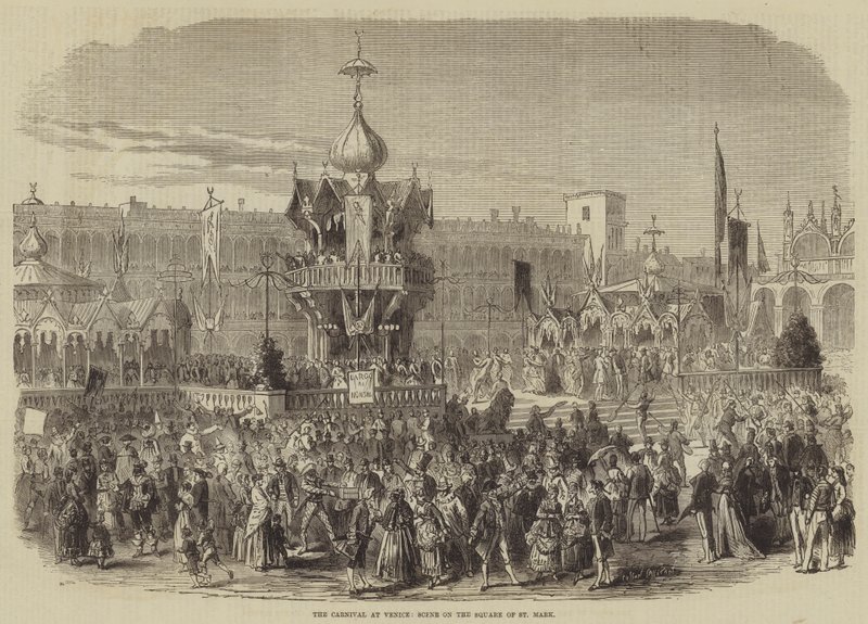 Le carnaval à Venise, scène sur la place Saint-Marc - Burn Smeeton