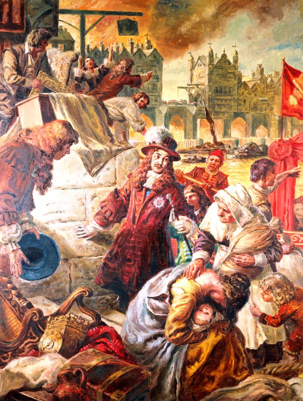 Roi Charles II (1630-1685) Le grand incendie de Londres - C.L. Doughty